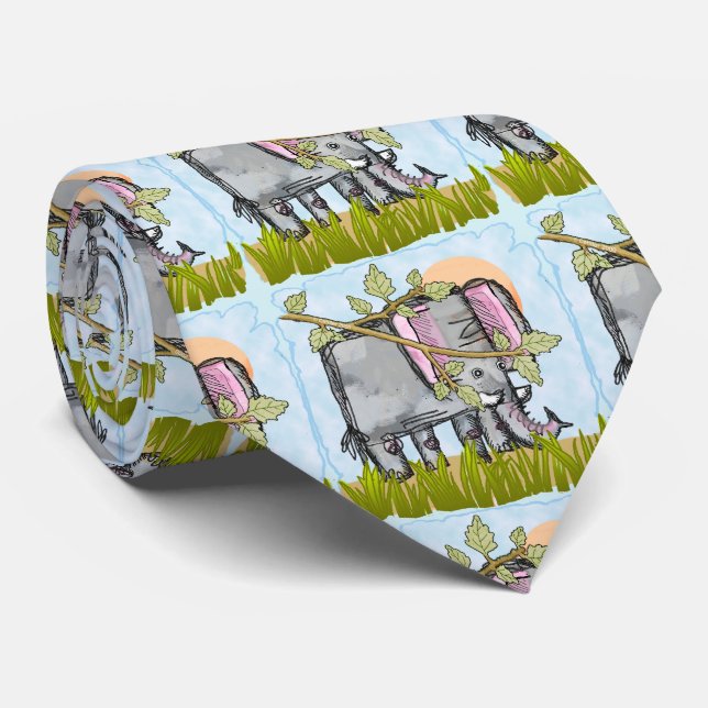 Elephant Hiding  Tie (Rolled)