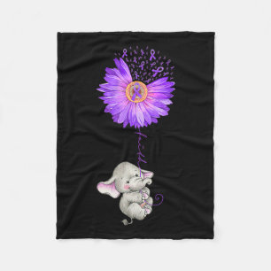 Elephant Hold Purple Sunflower Fibromyalgia Awaren Fleece Blanket
