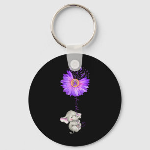 Elephant Hold Purple Sunflower Fibromyalgia Awaren Key Ring
