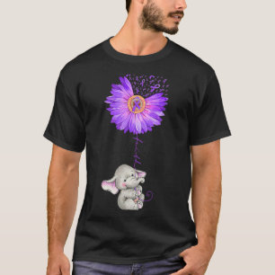 Elephant Hold Purple Sunflower Fibromyalgia Awaren T-Shirt