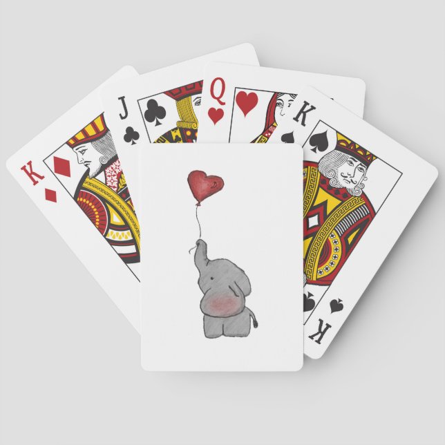 Elephant Holding Balloon Playing Cards (Back)