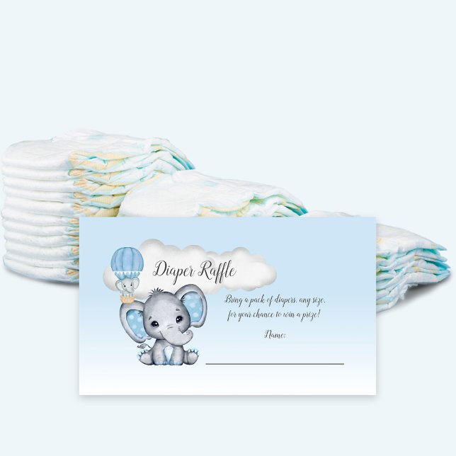 Elephant Hot Air Balloon Baby Shower Diaper Raffle Enclosure Card (Creator Uploaded)