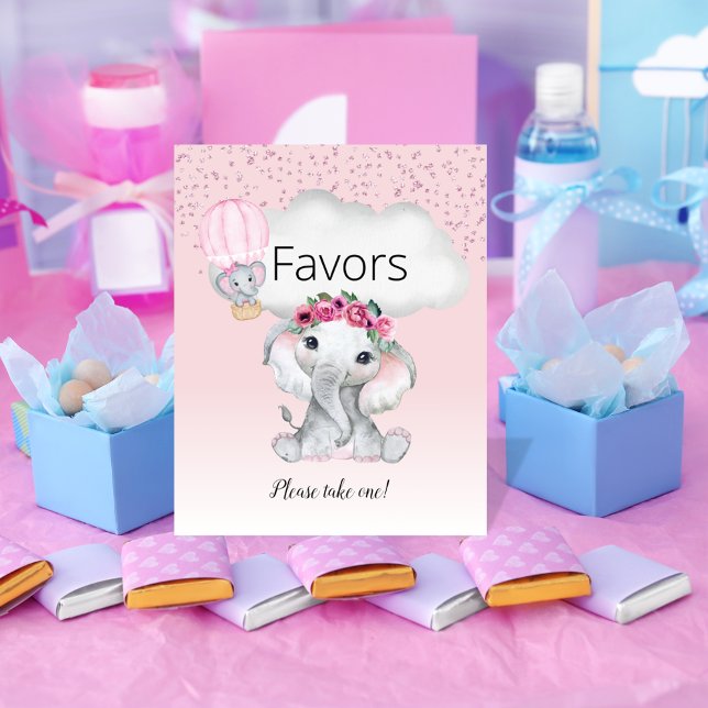 Elephant Hot Air Balloon Baby Shower Favours Poster (Creator Uploaded)