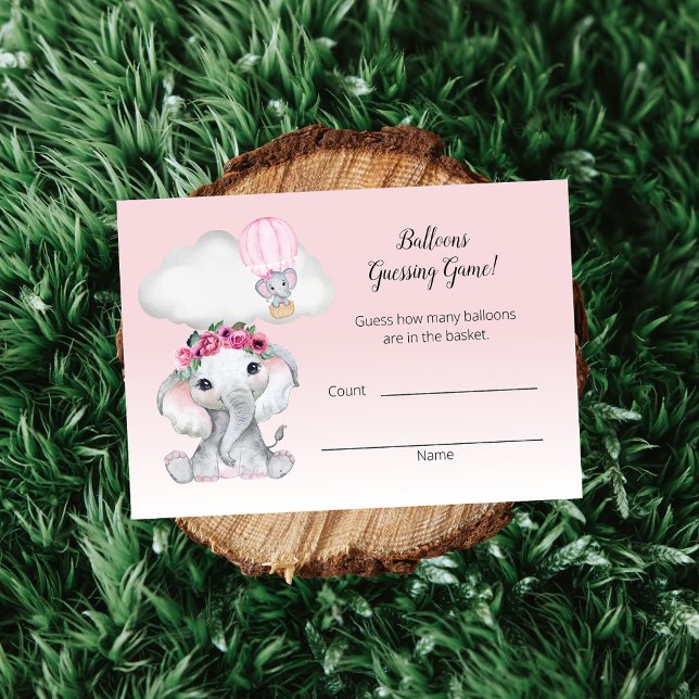 Elephant Hot Air Balloon Guessing Count Baby Enclosure Card (Creator Uploaded)
