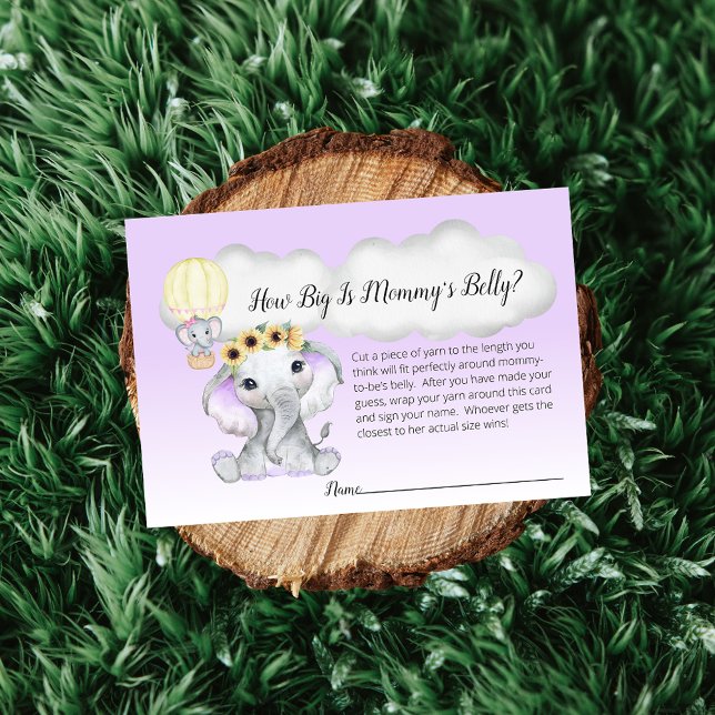 Elephant Hot Air Balloon Mum's Belly Size Purple Enclosure Card (Creator Uploaded)