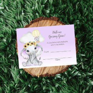 Elephant Hot Air Balloon Purple Guessing Count Enclosure Card