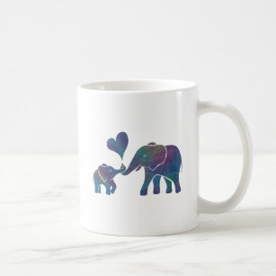 Elephant Hugs Rainbow Mum and Baby with Heart Coffee Mug