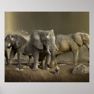 Elephant Hunter on Safari Poster