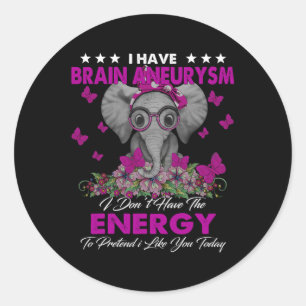 Elephant I Have Brain Aneurysm Awareness Gifts Classic Round Sticker