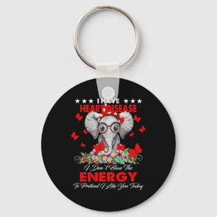 Elephant I Have Heart Disease Awareness Gifts Key Ring