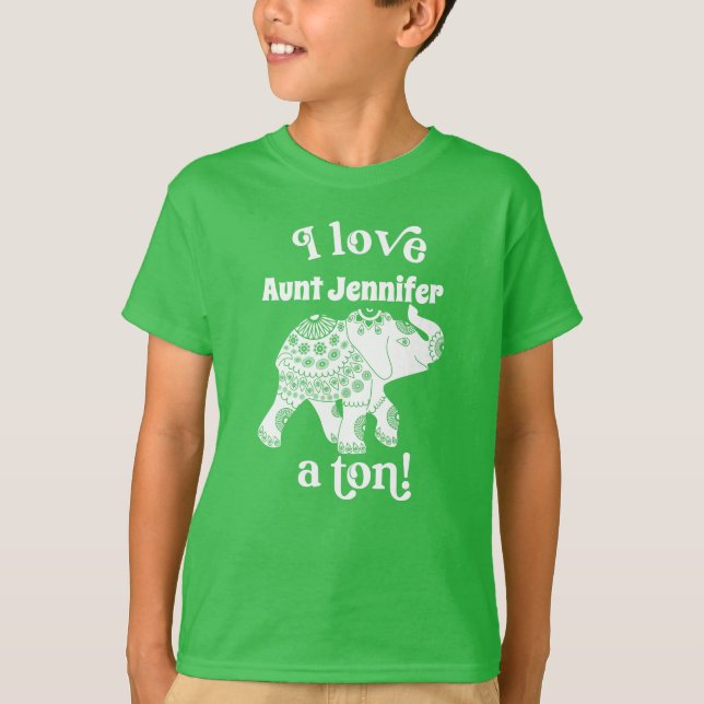Elephant I Love Name a Tonne Kids Personalised T-Shirt (Front)