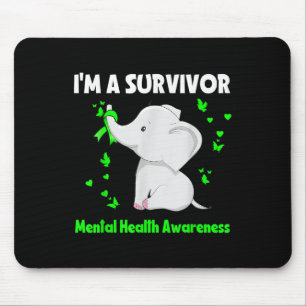Elephant I’m A Survivor Mental Health Awareness Mouse Pad