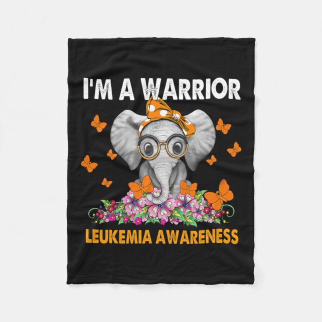 Elephant I’m A Warrior Leukaemia Awareness  Fleece Blanket (Front)