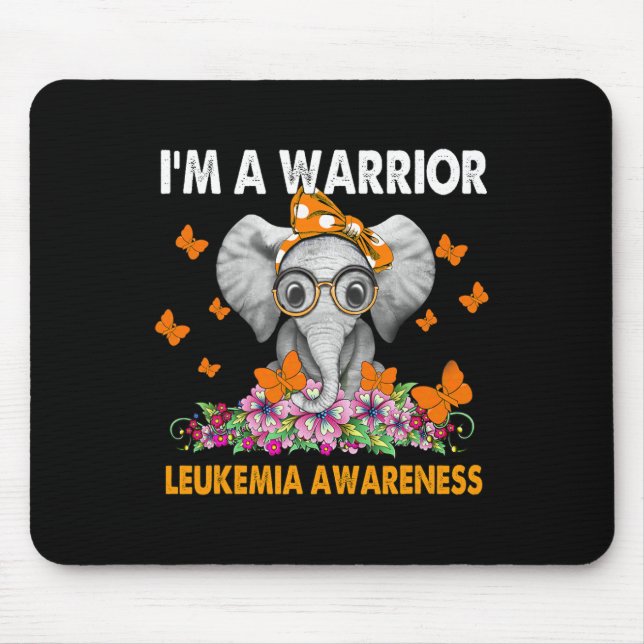 Elephant I’m A Warrior Leukaemia Awareness  Mouse Pad (Front)