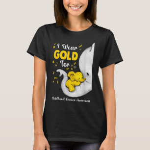 Elephant I Wear Gold Ribbon For Childhood Cancer A T-Shirt