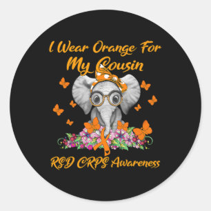 Elephant I Wear Orange For My Cousin RSD CRPS Awar Classic Round Sticker