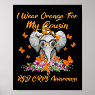 Elephant I Wear Orange For My Cousin Rsd Crps Awar Poster