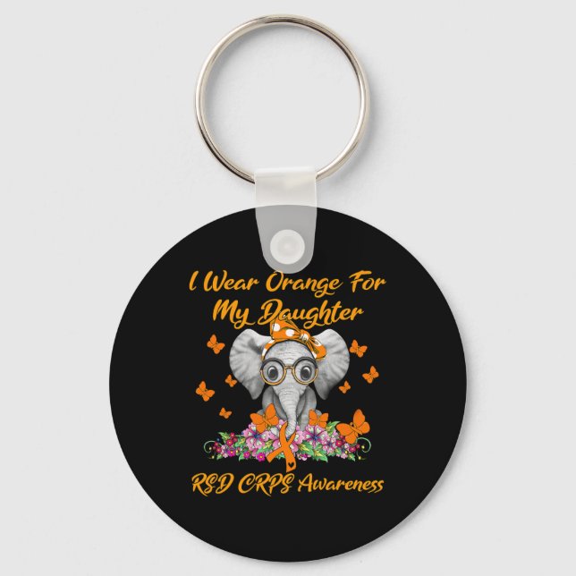 Elephant I Wear Orange For My Daughter RSD CRPS Aw Key Ring (Front)