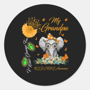Elephant I Wear Orange For My Grandpa RSD CRPS Awa Classic Round Sticker