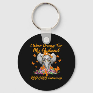 Elephant I Wear Orange For My Husnd Rsd Crps Aware Key Ring