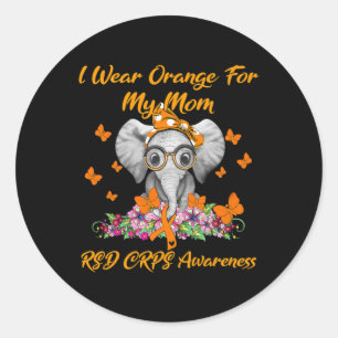 Elephant I Wear Orange For My Mum RSD CRPS Awarene Classic Round Sticker