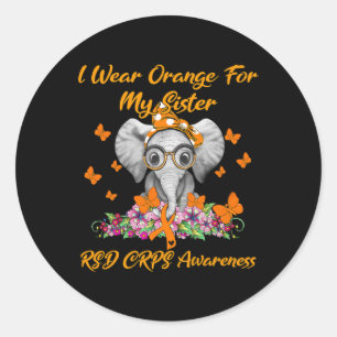 Elephant I Wear Orange For My Sister Rsd Crps Awar Classic Round Sticker