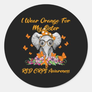 Elephant I Wear Orange For My Sister RSD CRPS Awar Classic Round Sticker