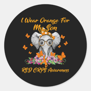 Elephant I Wear Orange For My Son Rsd Crps Awarene Classic Round Sticker