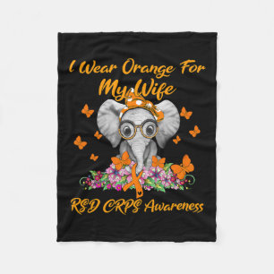 Elephant I Wear Orange For My Wife Rsd Crps Awaren Fleece Blanket