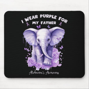 Elephant I Wear Purple For My Father Heimerheimer' Mouse Pad