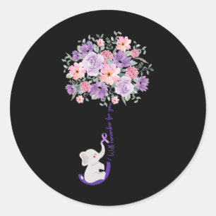 Elephant I Will Remember For You Purple Sunflower Classic Round Sticker