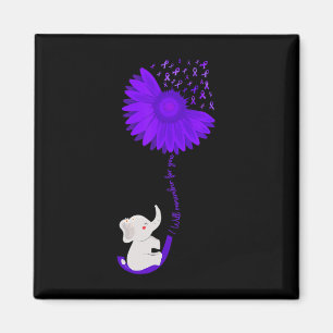 Elephant I Will Remember For You Purple Sunflower  Magnet