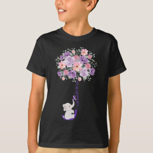 Elephant I Will Remember For You Purple Sunflower T-Shirt