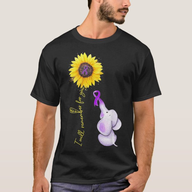 Elephant I Will Remember For You Sunflower Alzheim T-Shirt (Front)