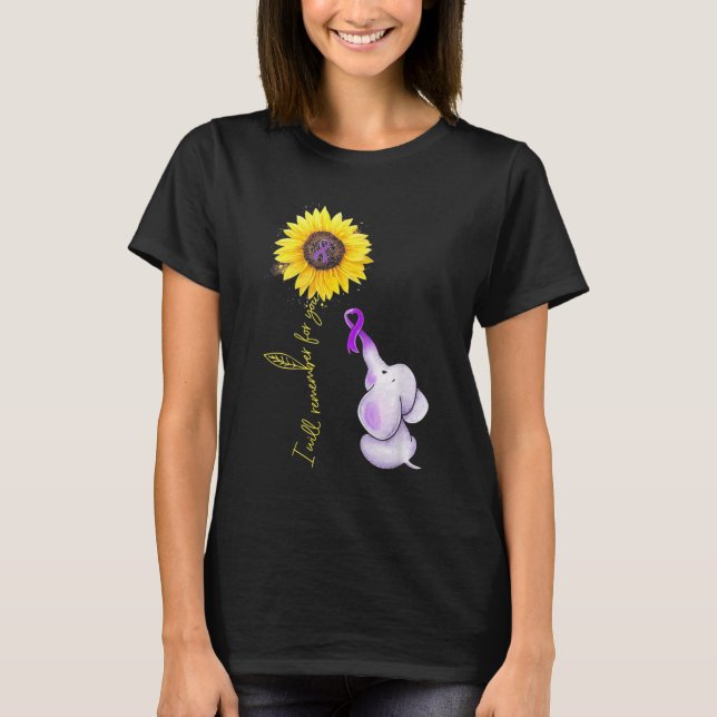Elephant I Will Remember For You Sunflower Alzheim T-Shirt (Front)