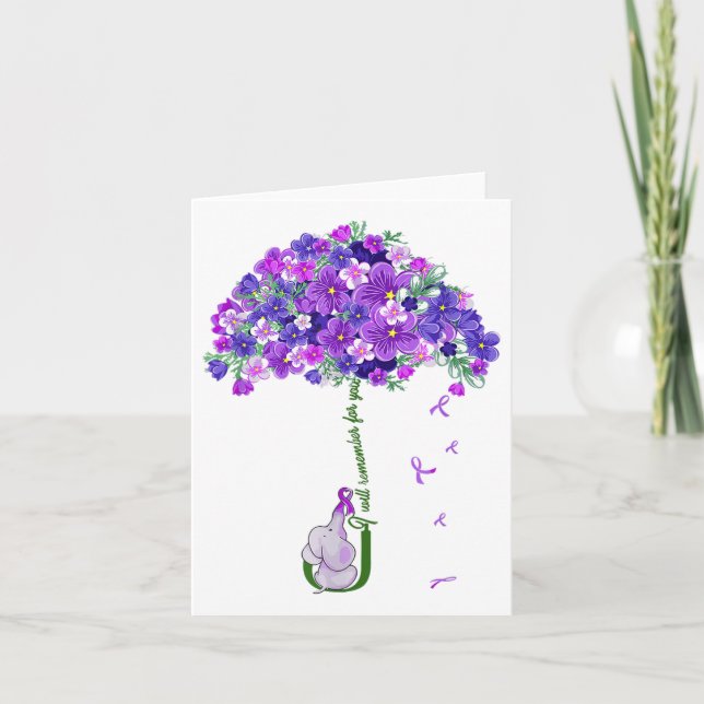 Elephant I Will Remember For You Sunflower Heimer  Card (Front)