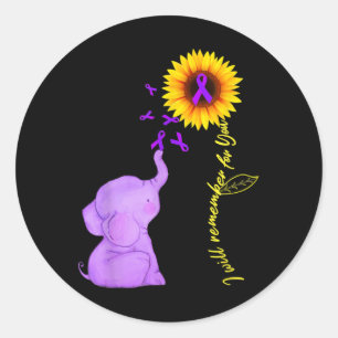 Elephant I Will Remember For You Sunflower Heimerh Classic Round Sticker