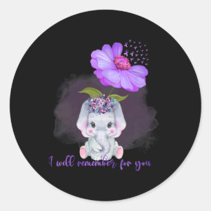 Elephant I Will Remember For You Sunflower Heimerh Classic Round Sticker