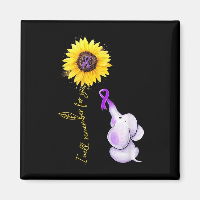 Elephant I Will Remember For You Sunflower Heimerh Magnet (Front)