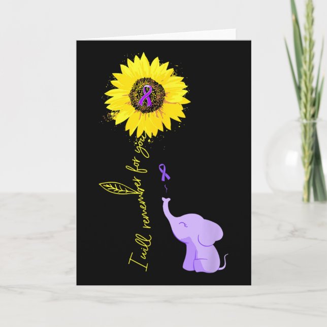 Elephant I Will Remember For You Yellow Sunflower  Card (Front)