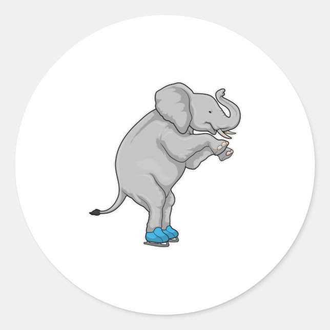 Elephant Ice skating Ice skates Classic Round Sticker (Front)