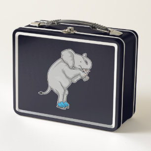 Elephant Ice skating Ice skates Metal Lunch Box