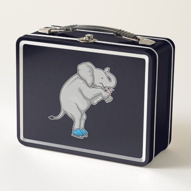 Elephant Ice skating Ice skates Metal Lunch Box (Front)