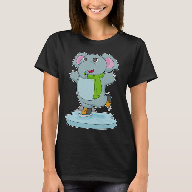 Elephant Ice skating Ice skates T-Shirt (Front)