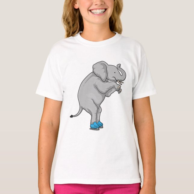 Elephant Ice skating Ice skates T-Shirt (Front)