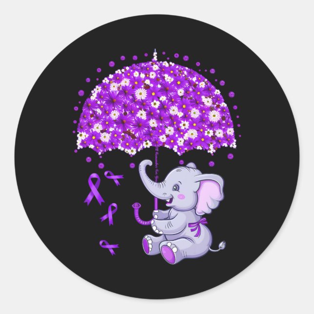 Elephant I'll Remember You Sunflower Heimerheimer  Classic Round Sticker (Front)