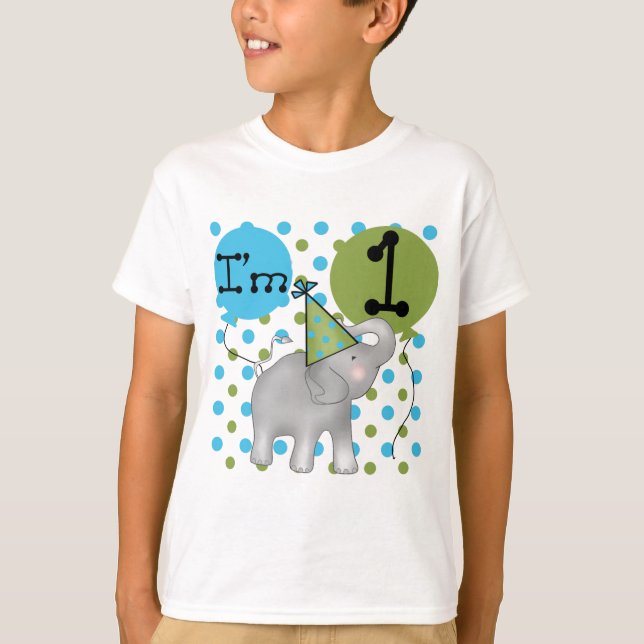 Elephant I'm 1 First Birthday Tshirts and Gifts (Front)
