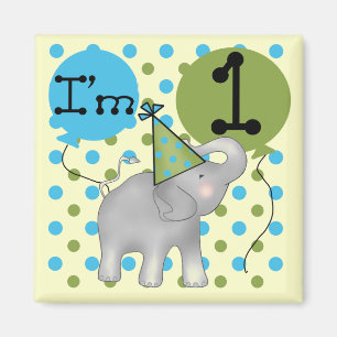 Elephant I'm 1 First Birthday Tshirts and Gifts Magnet