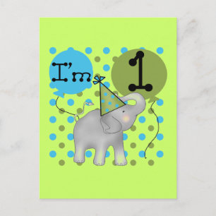 Elephant I'm 1 First Birthday Tshirts and Gifts Postcard