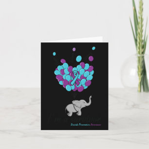 Elephant I'm A Survivor Heart Suicide Prevention A Card